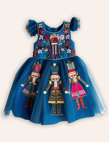 Christmas Nutcracker Applique Tulle Dress